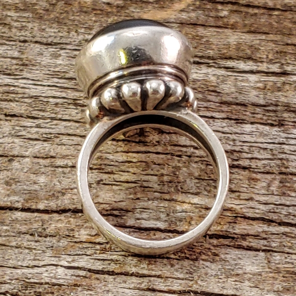 Retired James Avery Sterling Onyx 3D Beaded Ring - Picture 6 of 8